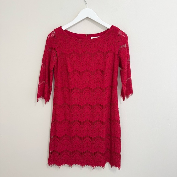Eliza J Red Lace Mini Dress - Picture 1 of 4